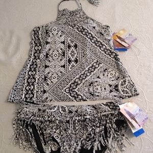 Coco rave swimsuit white black 2 pieces